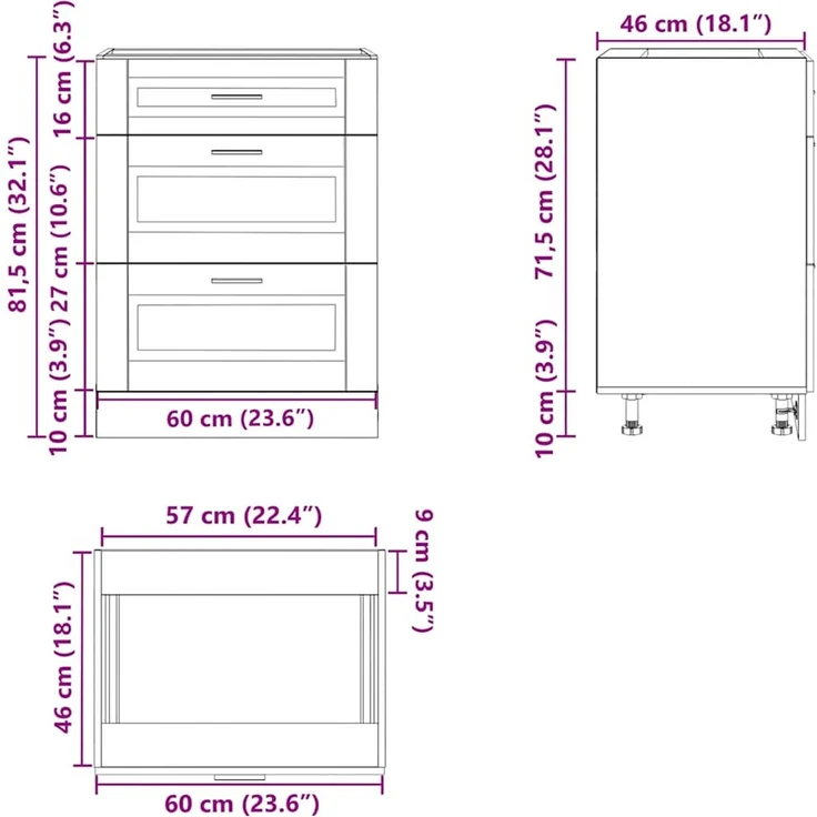 vidaXL Küchenunterschrank „Porto“ Schwarz Holzwerkstoff 854260 – Bild 12