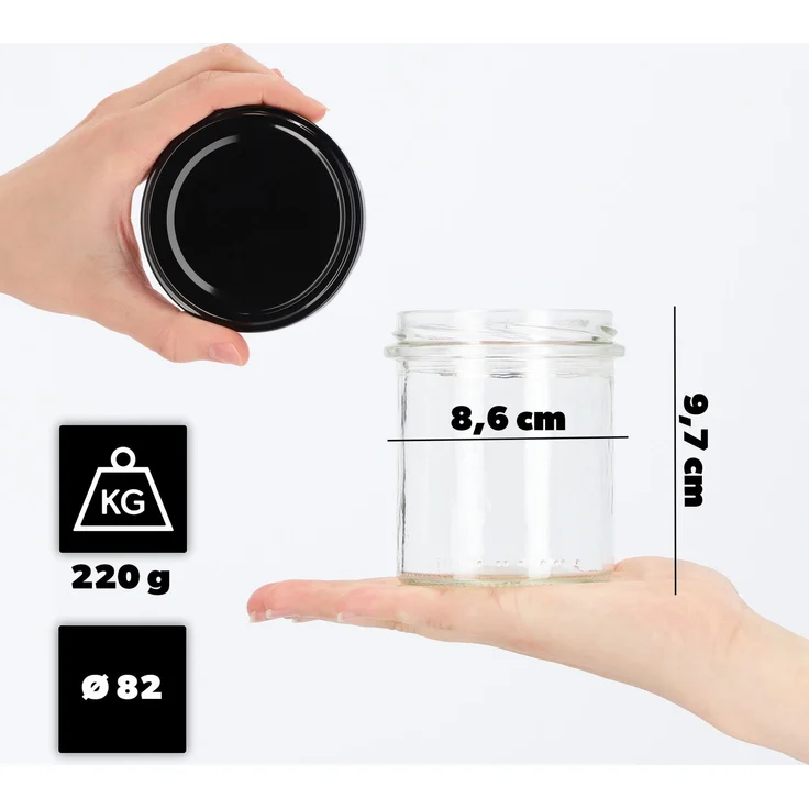KADAX 10x Glas 350ml Glasgläser für Konserven, Marmelade, Honigkapseln Fi82 – Bild 3