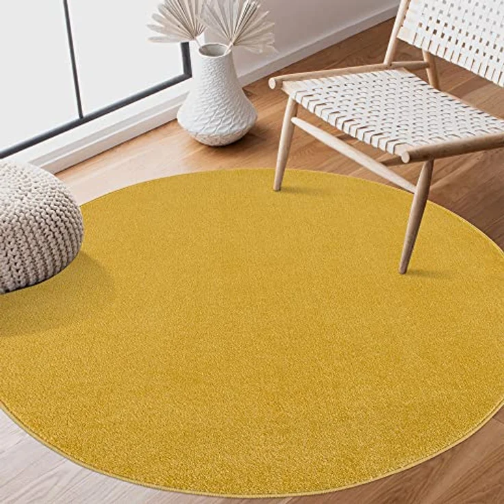 Sanat Teppich Uni, rund, Höhe: 13 mm, robuster Kurzflorteppich, große Farbauswahl, Wohnzimmer, alle Räume – Bild 1