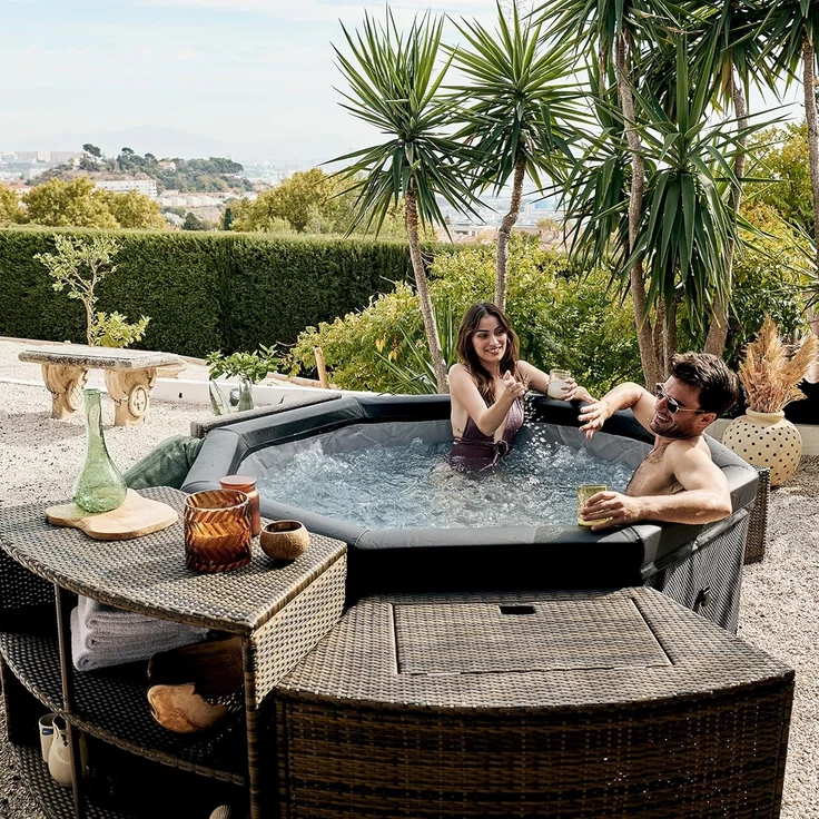 NetSpa 'Octopus' Outdoor-Whirlpool, halbstarr, achteckig, 193 x 73 cm, schwarz, für 4-6 Personen – Bild 4