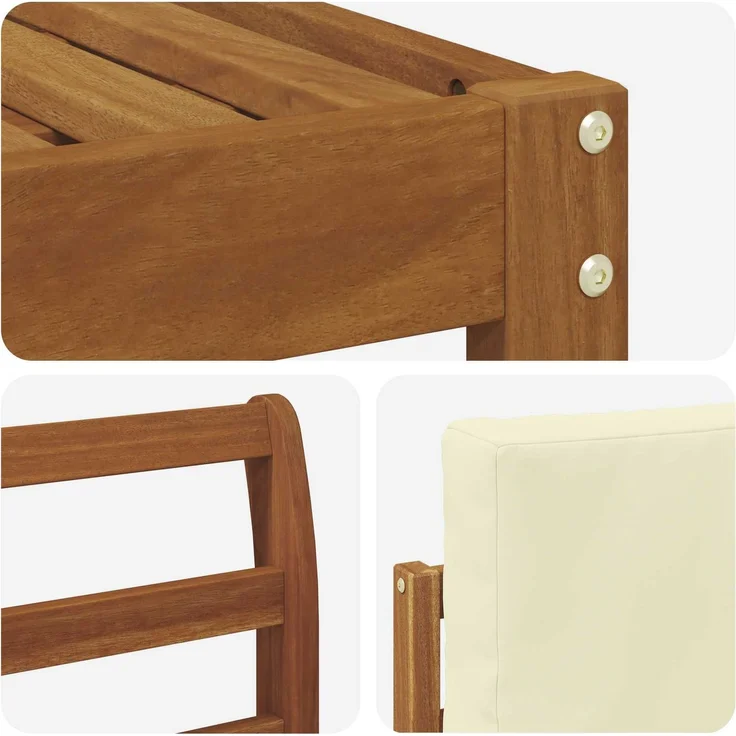 vidaXL Outdoor-Sofagarnitur mit Kissen 4 pcs Natur und Creme 3366218 – Bild 5