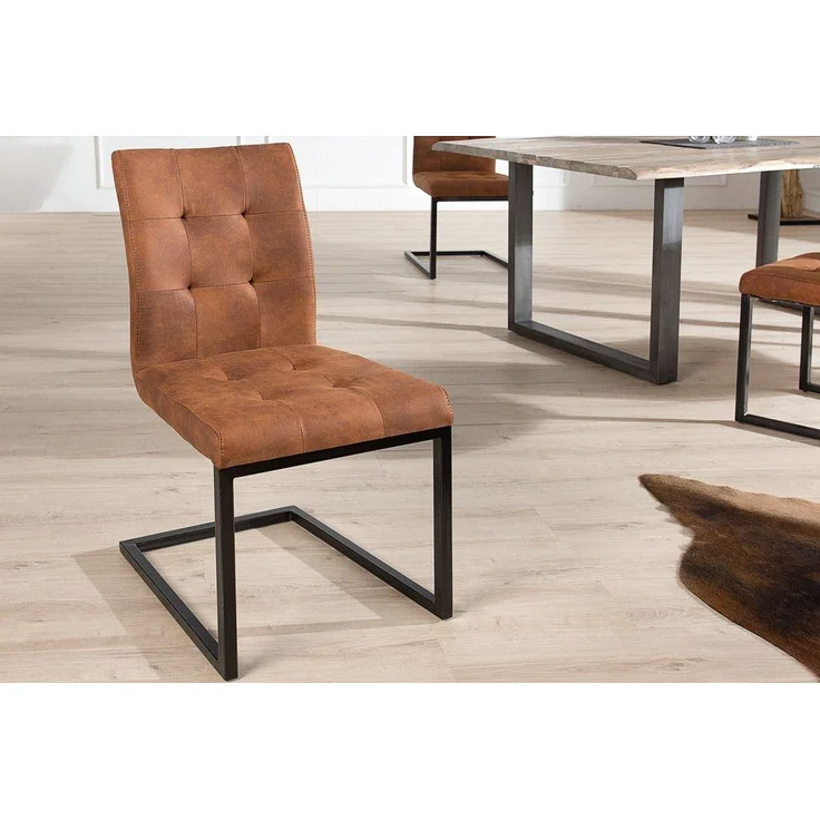 riess-ambiente Freischwinger OXFORD vintage braun / schwarz, Esszimmer · Microfaser · Metall · Industrial Design – Bild 1