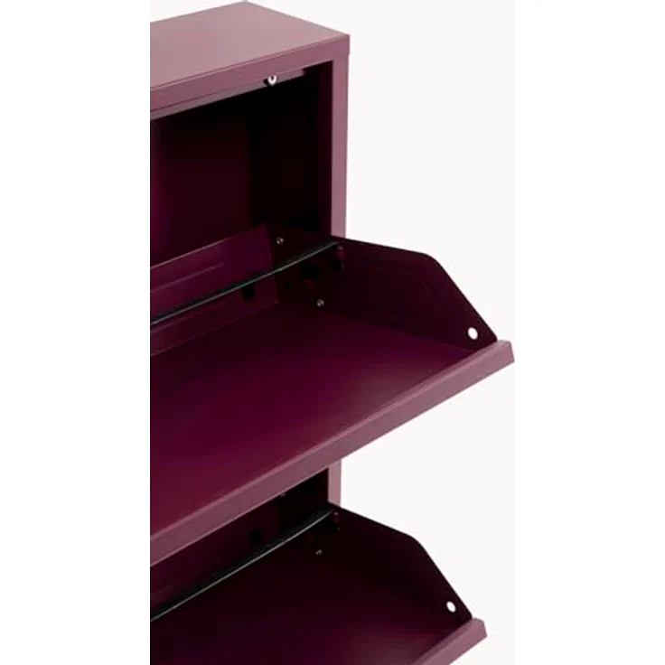 Kare Design Schuhschrank Caruso, Beere, 104 x 50 x 15 cm, Schuhablage, Schuhkipper, Schuhregal, mit 3 Klappen, für 6 Paar Schuhe, Stahl, Schmal, Platzsparend, Hoch, Eingangsbereich – Bild 4
