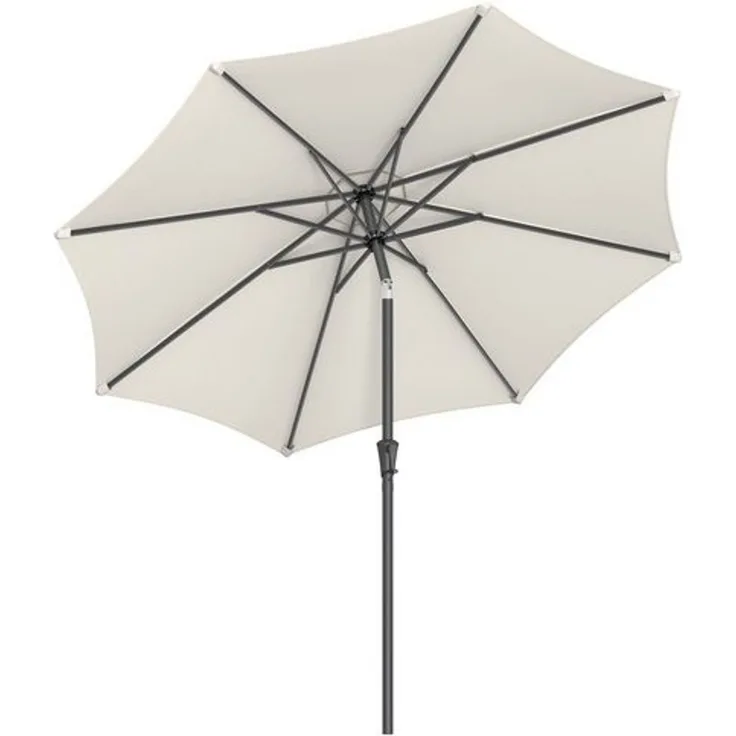 Songmics Sonnenschirm mit Kurbel, knickbar, Metall / Polyester beige, Ø 270 cm