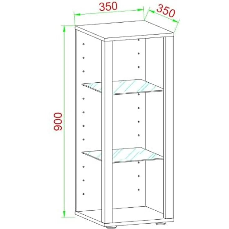 MID.YOU Hängevitrine Glasol, Weiß, Holzwerkstoff, 2 Fächer, 35x90x35 cm, hängend – Bild 2