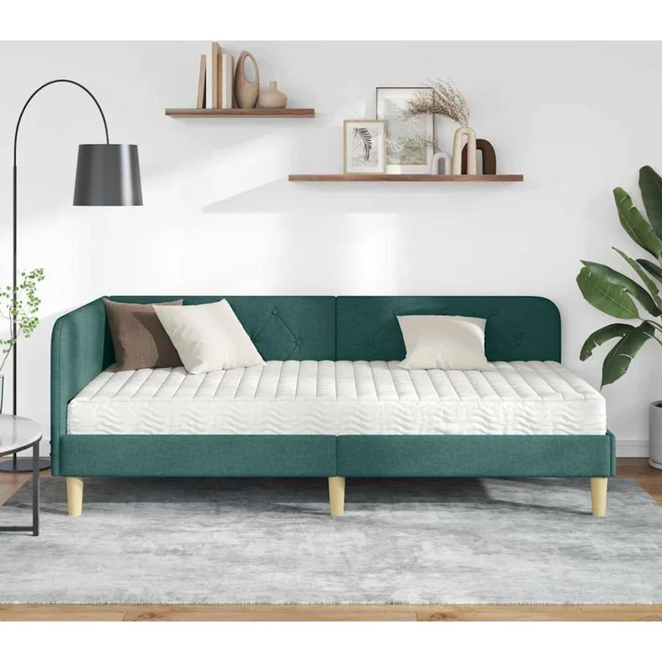 vidaXL Eckbettgestell Dunkelgrün 90 x 190 cm Stoff 3394113 – Bild 3