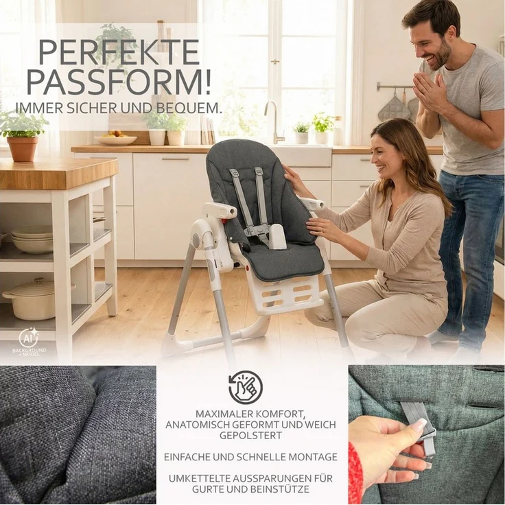 BambiniWelt by Rafael K. Hochstuhlauflage Ersatzbezug Sitzkissen kompatibel mit PEG PEREGO Zero3 + Siesta – Bild 3