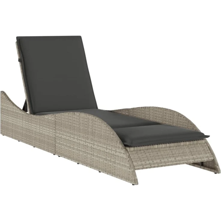 vidaXL Sonnenliege mit Auflage Hellgrau 60x205x73 cm Poly Rattan 368283 – Bild 3