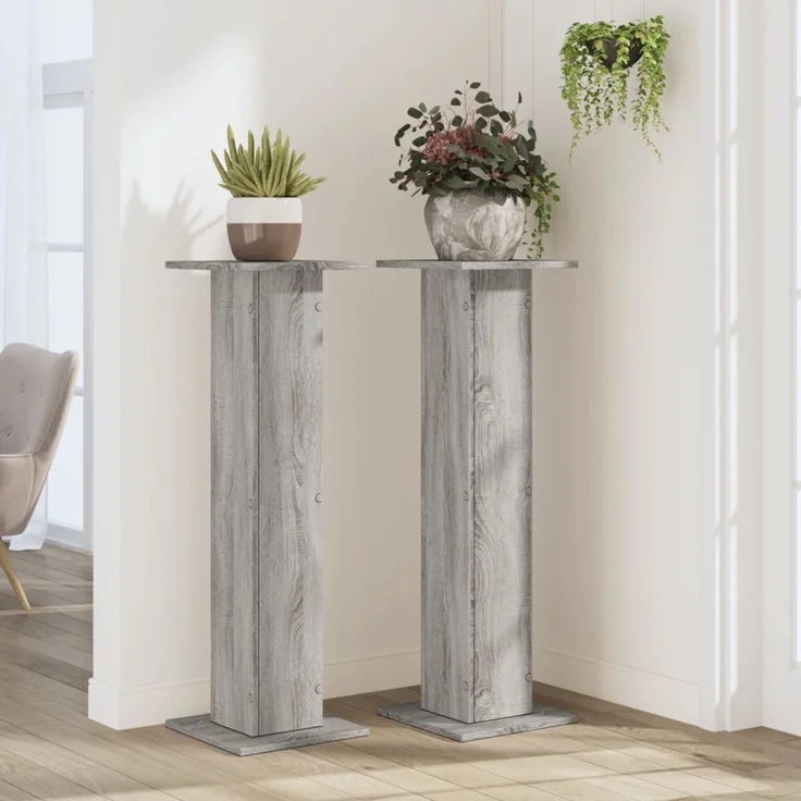 vidaXL Pflanzenständer 2 Stk. Grau Sonoma 30x30x95 cm Holzwerkstoff 3307878 – Bild 2