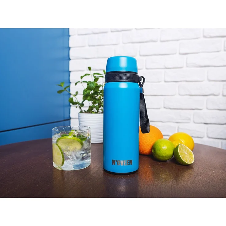 NOVEEN Matte Edelstahl Thermoskanne | 700 ml, Blau – Bild 4