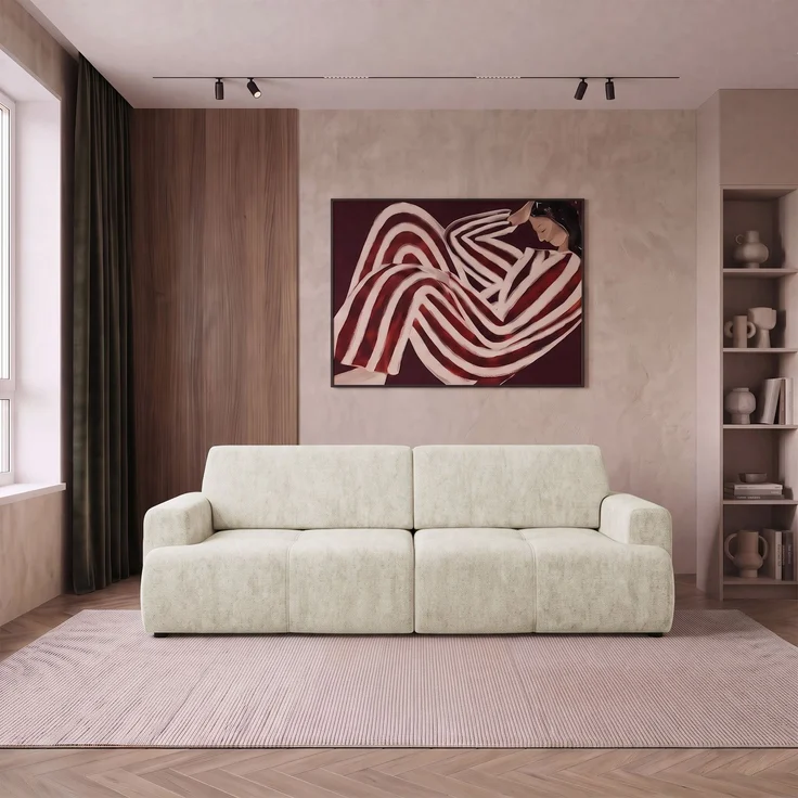 Selsey 'Cobbly' Schlafsofa mit Schlaffunktion, mit Bettkasten, 3-Sitzer, Chenille Onyx Creme, 244 cm – Bild 2