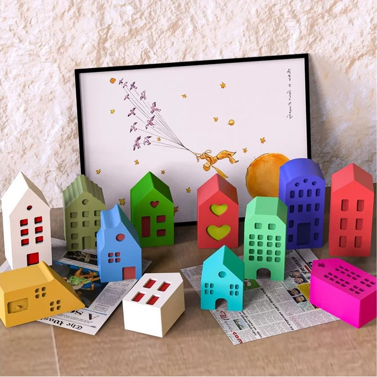 FOUORTUNATE-BEE Backform 12er Set 3D Haus Silikonformen Mini Haus Gießform für DIY Deko, 12 Silikonformen Mini Häuser 3D Gießform für Gips Beton Deko – Bild 4