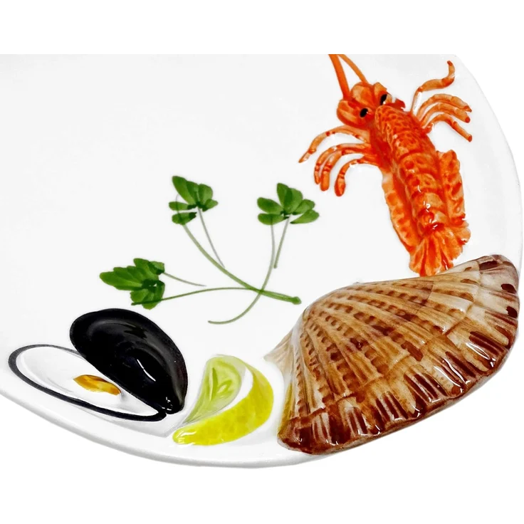 Lashuma Servierteller Meeresfrüchte, Keramik, (1-tlg, 26 x 18 cm), Ovaler Salatteller italienisch zum Servieren – Bild 4