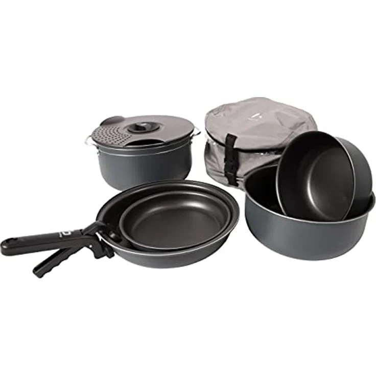 Bo-Camp Kochset Camping Aluminium Trekking Kochgeschirr Alu Topf Pfanne 7-teilig – Bild 2