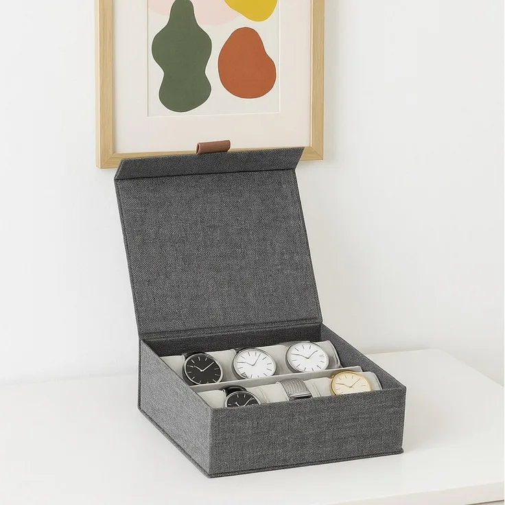 hausleben Uhrenbox Faltbar für 6 Uhren (1 St), 16,8 x 16,2 x 7 cm, Aufbewahrungsbox mit Deckel