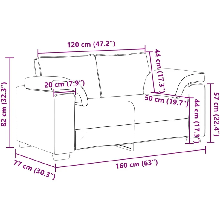 vidaXL Zweisitzer-Sofa Dunkelgrau 160 cm Stoff 4105218 – Bild 7