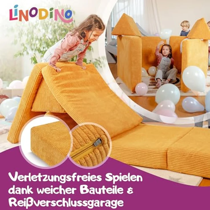 Linodino Kindersofa Spielsofa I aus Schaumstoff Bausteine I Spielcouch für Kinder, 3 Jahre Garantie – Bild 4