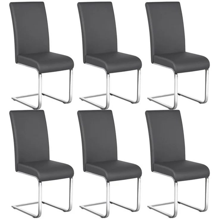 Yaheetech 6er-Set Freischwinger, Kunstleder, Dunkelgrau, 41,5 x 55 x 103 cm – Bild 4