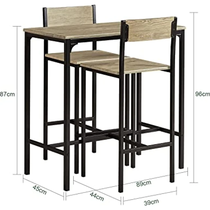 SoBuy Bartisch OGT03, Bartisch Set 3-teilig Esstisch Bistrotisch Balkonmöbel Bistromöbel – Bild 6