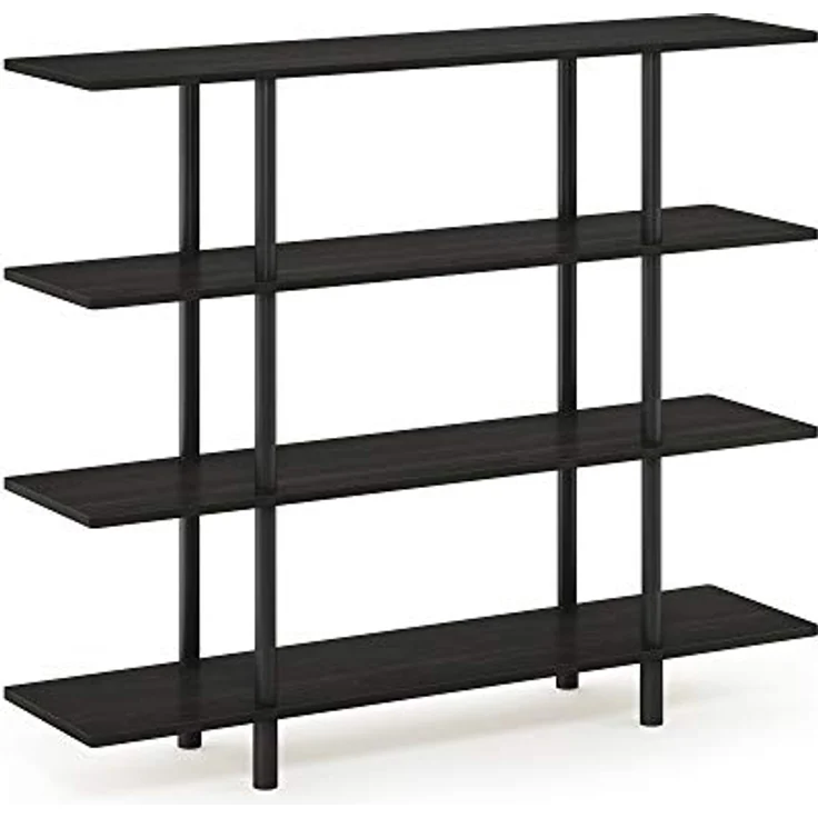 Furinno breites Regal mit 4 Ebenen, Espresso/Schwarz, 29.49 x 119.9 x 100.2 cm – Bild 6