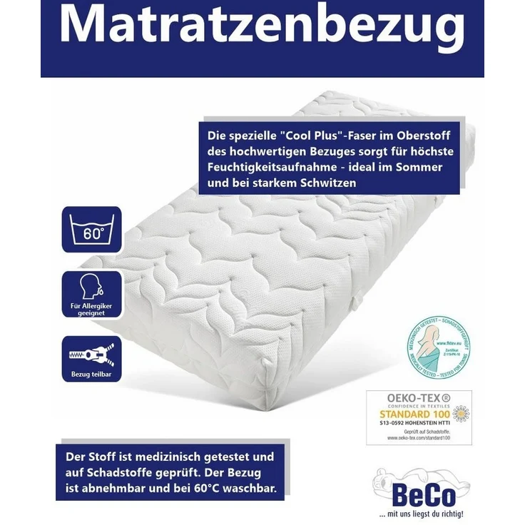 Kaltschaummatratze Luxus-Matratze für Gewichtige, hohe Matratzenhöhe und Belastbarkeit, Beco, 23 cm hoch, für Gewichtige und "Schwitzer" geeignet – Bild 2
