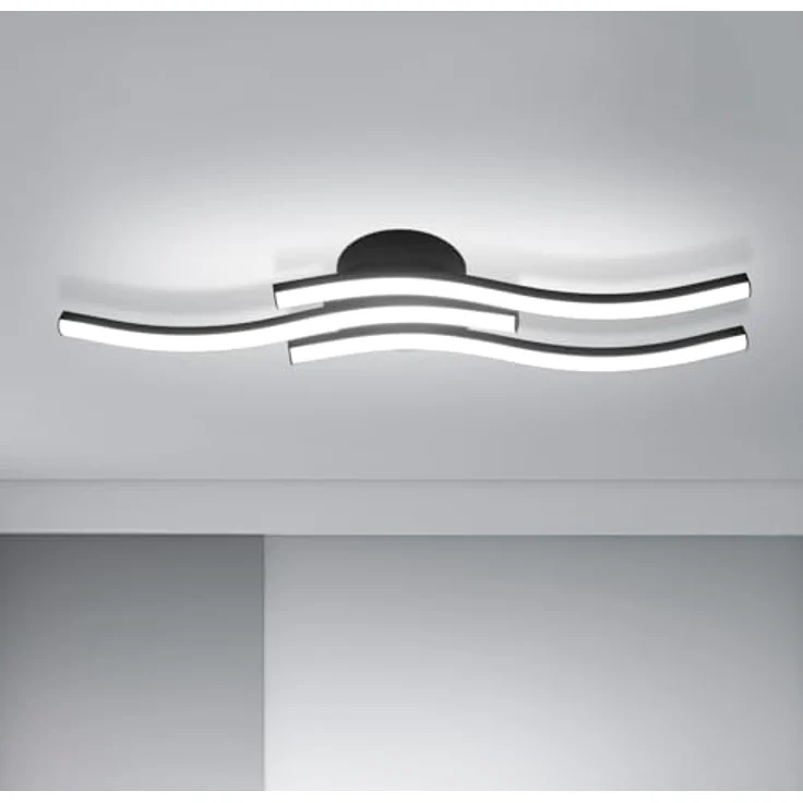 Goeco LED Deckenleuchte 18W, Modern Schwarze LED Deckenlampe mit 3 LED-Lichtleisten 6500K Kaltweißes Licht, LED Lampe Deckenbeleuchtung für Schlafzimmer Wohnzimmer Flur Küche – Bild 9
