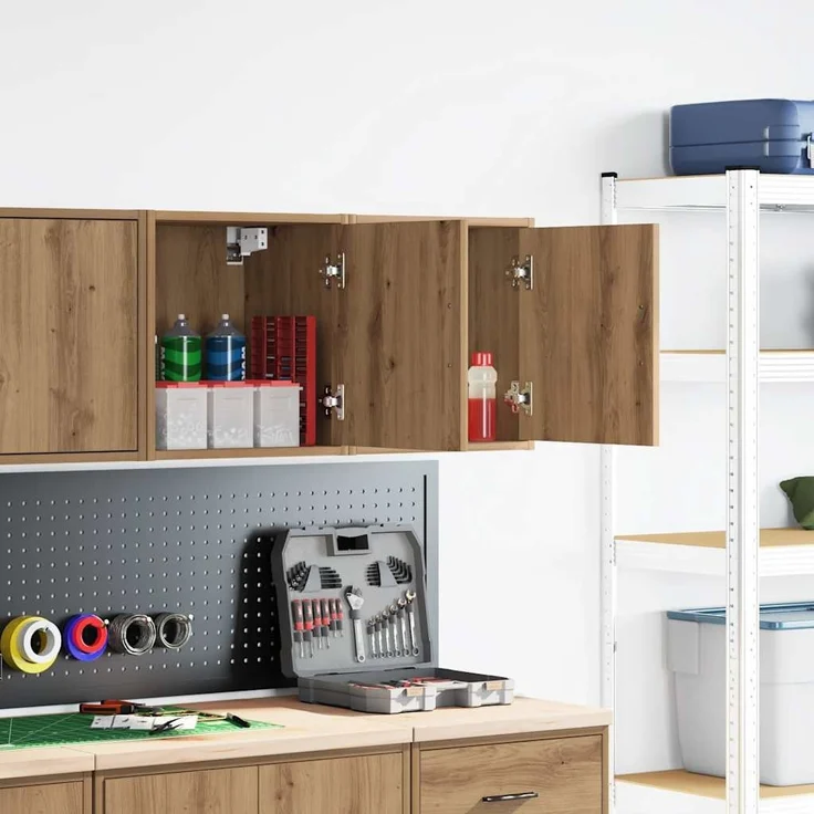 vidaXL Garagen-Wandschränke 2 Stk. Artisan-Eiche Holzwerkstoff 860642 – Bild 1