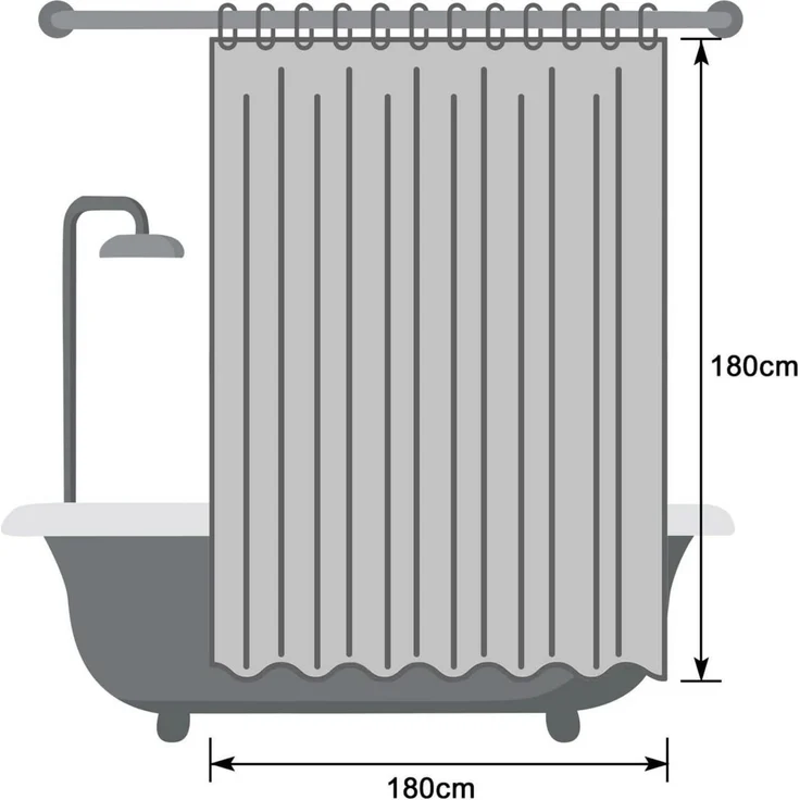Duschvorhang 180x180 PEVA Transparent mit 5 Magneten Wasserdicht Antibakteriell – Bild 7