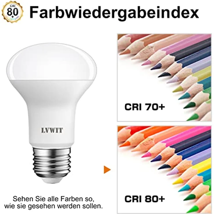 LVWIT LED Reflektor E27 R63, 806 lm, Warmweiß 2700K, 8W ersetzt 60W Glühbirne, matt (6er Pack) – Bild 5
