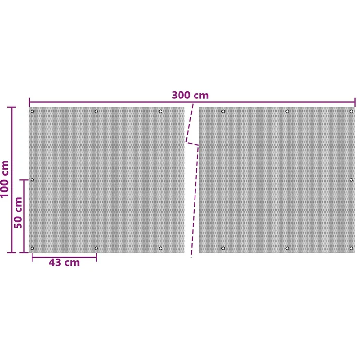 vidaXL Balkonsichtschutz mit Ösen 300 x 100 cm Poly-Rattan Schwarz 42032648 – Bild 5