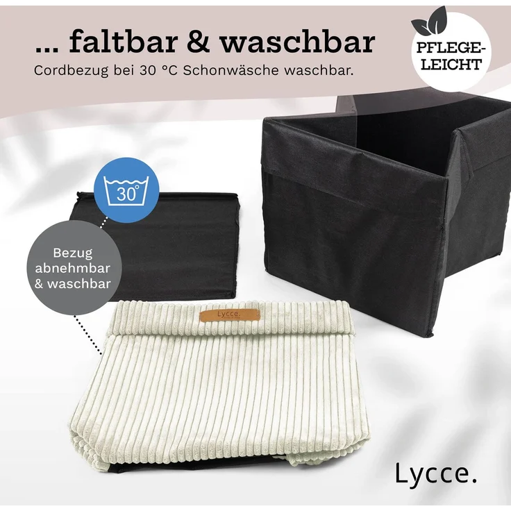 Lycce faltbare Aufbewahrungsbox, 4er Set - Cord, passend für Kallax Regal, abnehmbarer Bezug, robust, formstabil Vanille 31x33x33cm – Bild 10