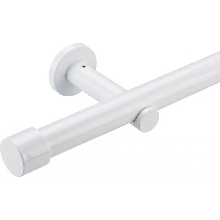 Deco-Raum® Gardinenstange 25mm 1-läufig Kappe | Länge: 510cm | Material: Metall | Farbe: Weiß – Bild 3