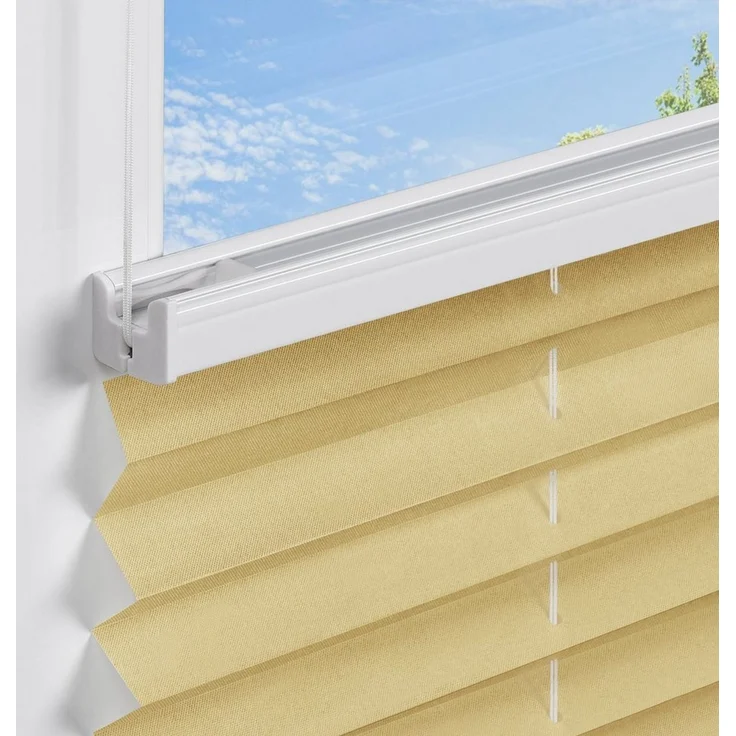 jalousiescout Plissee Pure Premium 40x100cm Beige Klemmfix ohne Bohren, halbtransparent, ohne Bohren, verspannt, Klemmfix, Polyester-Stoff, blickdicht und lichtdurchlässig – Bild 3
