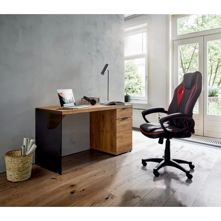 XORA 'GOMMA' Gamer Stuhl, Kunstleder schwarz, 65.5 x 120 x 69 cm, höhenverstellbar, 120 kg belastbar
