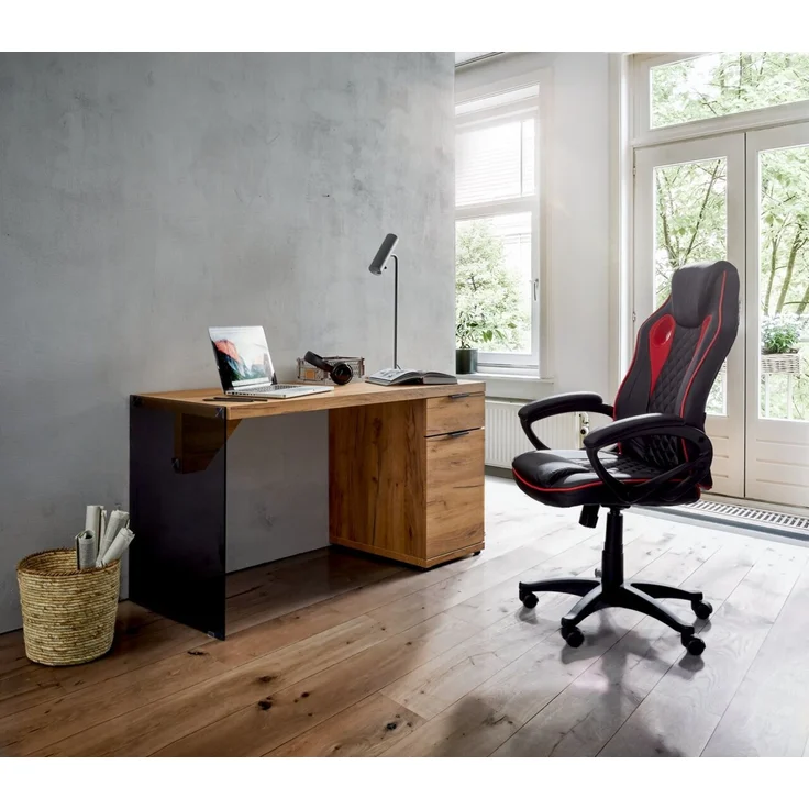 XORA 'GOMMA' Gamer Stuhl, Kunstleder schwarz, 65.5 x 120 x 69 cm, höhenverstellbar, 120 kg belastbar – Bild 1