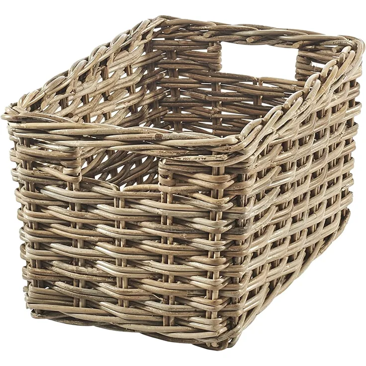 Kobolo Aufbewahrungskorb Regalkorb Rattan kubu mit Grifflöchern – Größe S