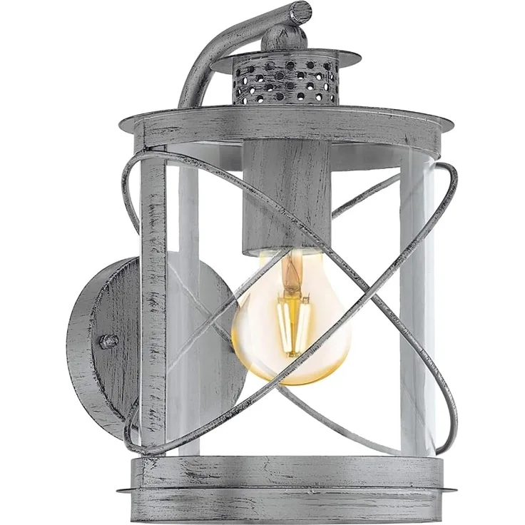 Eglo 94866 Aussenleuchte Wandleuchte 1-flammig E27 ABW. SILBER-ANTIK HILBURN 1 L:20cm H:28cm