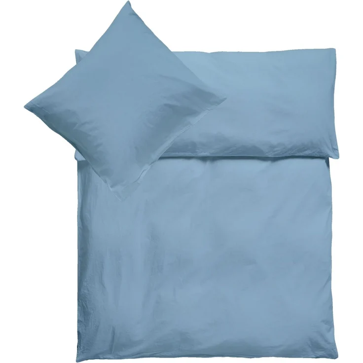 Julido Jersey Bettwäsche 155x220 80x80 Baumwolle Set Druckknopf weich Eisblau – Bild 1