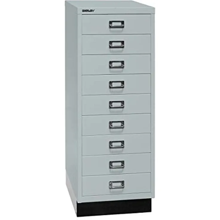 BISLEY MultiDrawer, 39er Serie mit Sockel, DIN A3, 9 Schubladen, Stahl, 645 Lichtgrau, 43. 2x34. 9x94 cm L39A39S645
