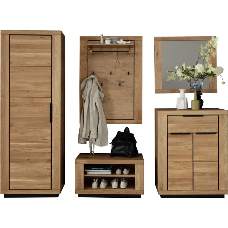 Garderoben-Set >Greno< (5-teilig) Massivholzfront - Teilmassiv - 230x200,5x40 (BxHxT) – Bild 3