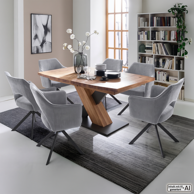 Wohn Schick TAVIRA Drehstuhl, TV4S77GX,Farbe: grau, Gestell: schwarz,Taschenfederkern, mit Armlehnen - H 85 cm x T 61 cm x B 64 cm – Bild 3