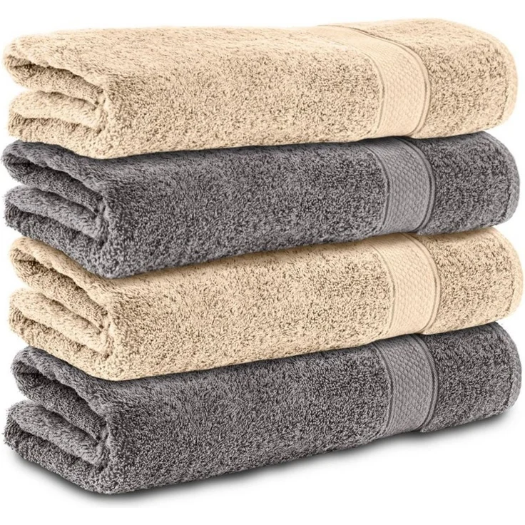 Komfortec Badetücher 100% Baumwolle, 470 g/m², Frottee (4-St), Handtücher 70x140 cm Set, Weich – Bild 1
