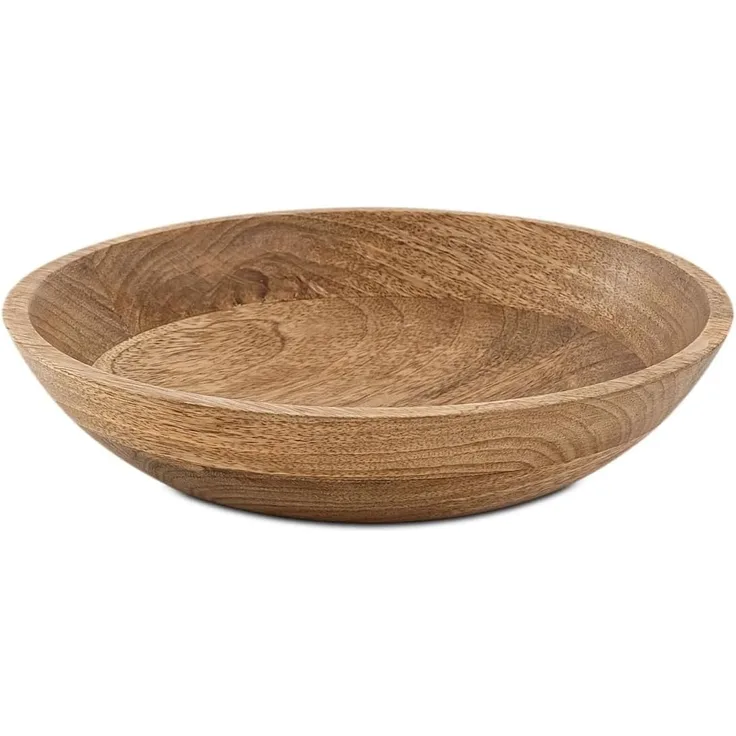 Amagohome Dekoteller Holzteller rund Obstteller Dekoschale H6cm modern schlicht Mangoholz m