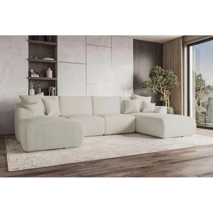 99rooms Wohnlandschaft Gusto, Sofa, U-Form, mit Schlaffunktion, mit abnehmbaren Kissen, Bezug - Cord POSO – Bild 5
