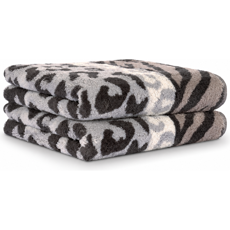 2 Stück Cawö Noblesse Animal Handtücher 1090-77 Leo Zebra grau 50x100