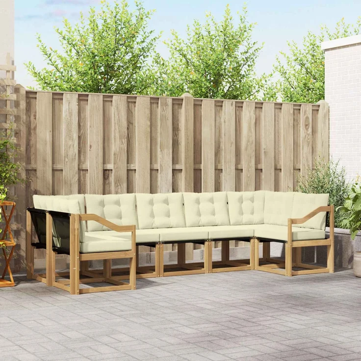 vidaXL Outdoor-Sofagarnitur 7 stk. 7-Sitzer Weiß und Creme 3389844 – Bild 1