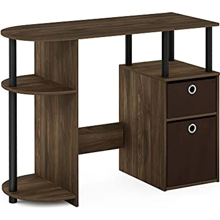 Furinno JAYA Simplistisch Computer-Schreibtisch mit Schubladen, Columbia Walnuss/Schwarz – Bild 6