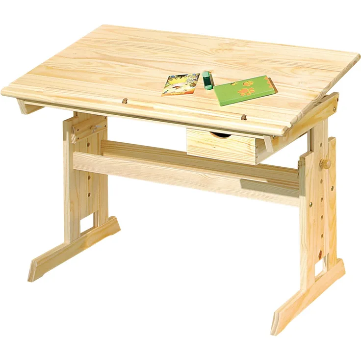 'Julva 1' Schreibtisch mit Schublade, Massivholz Natur, 63 x 109 x 55 cm