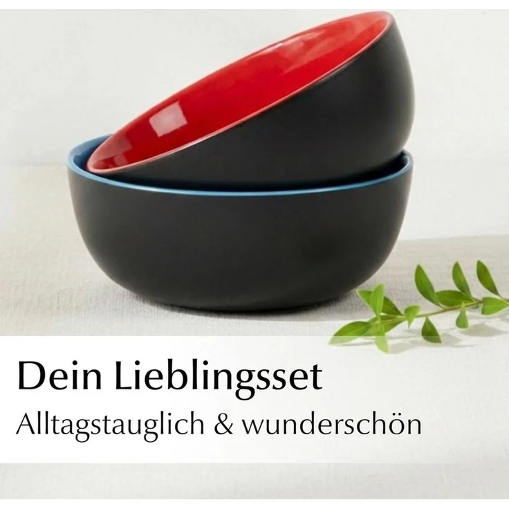 MiaMio Kombiservice Tafelservice 18tlg Geschirrset 6 Personen Kombiservice Keramik - Bunt (18-tlg), 6 Personen, Steingut, 18 Teile, für 6 Personen – Bild 2