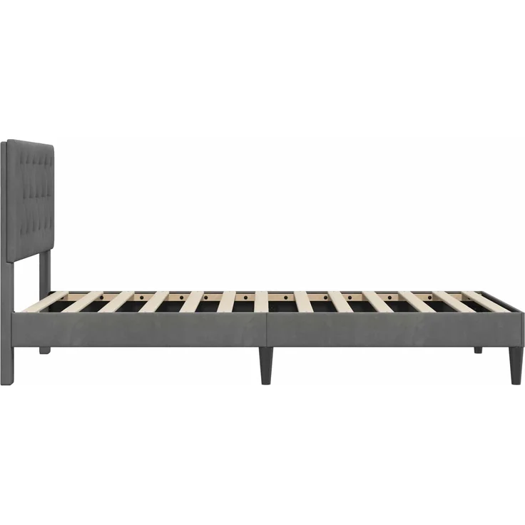 vidaXL Bettrahmen mit Kopfteil Dunkelgrau 100 x 200 cm Samt 42027644 – Bild 5